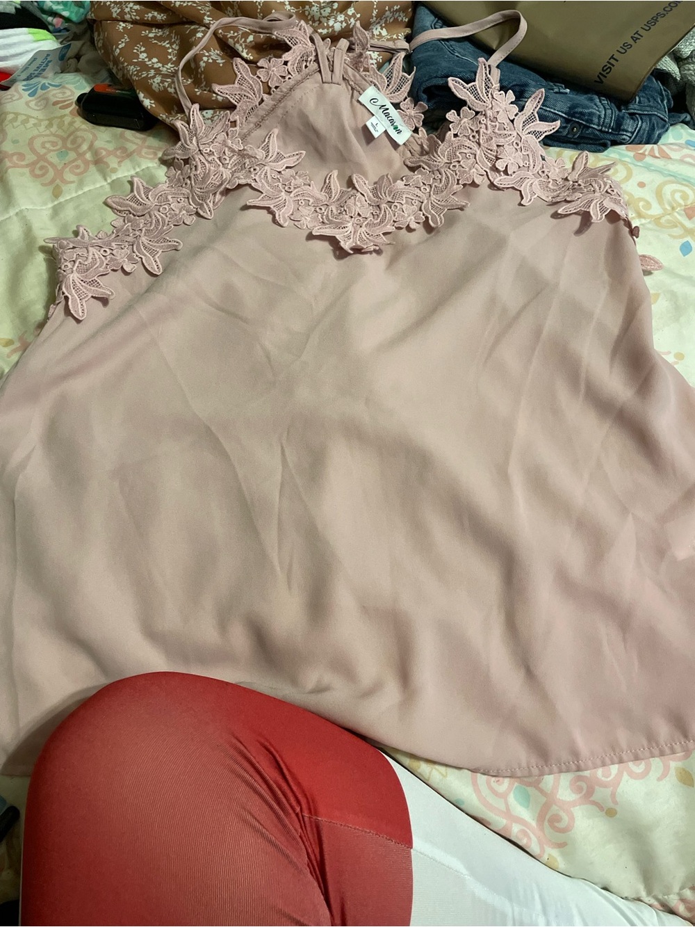 MACARON Dusty Rose Lace-Trim Camisole